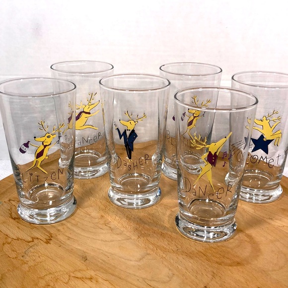 Pottery Barn Dining Pottery Barn Holiday Reindeer Glass Set Poshmark